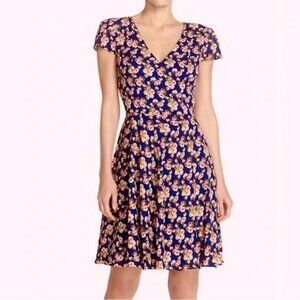 BETSEY JOHNSON navy floral chiffon dress, Sz 8.
